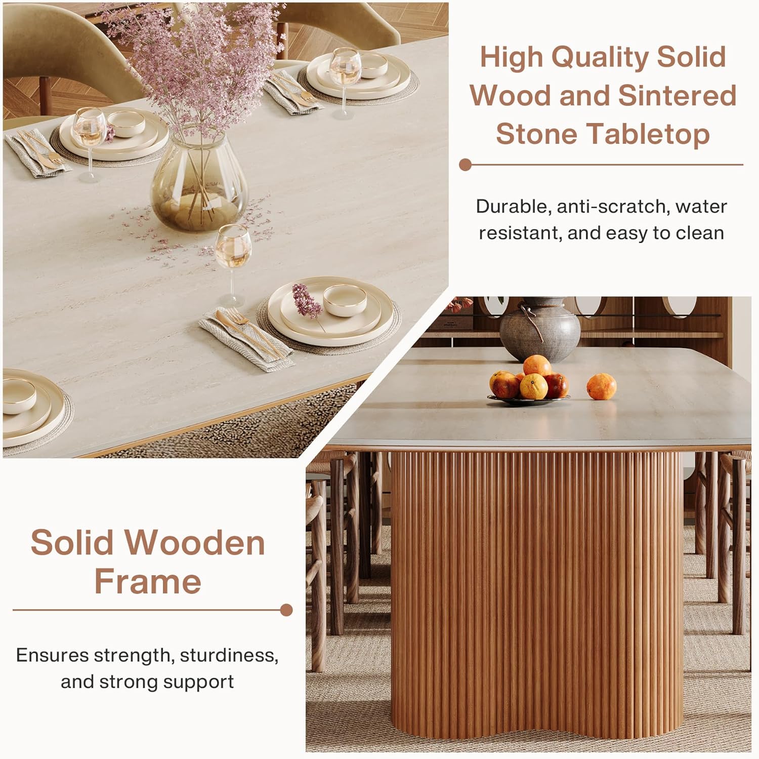 Tribesigns Layered Sintered Stone Dining Table - Tables luxury furniture for sale - Image 4