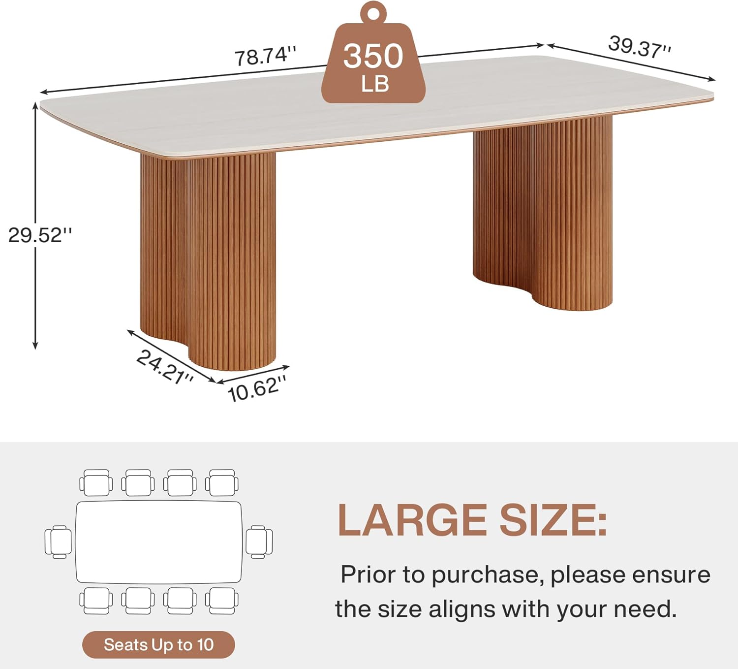 Tribesigns Layered Sintered Stone Dining Table - Tables luxury furniture for sale - Image 5