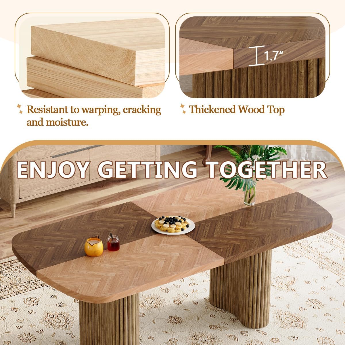 Rejeke Extra-Long Farmhouse Dining Table - Tables luxury furniture for sale - Image 3