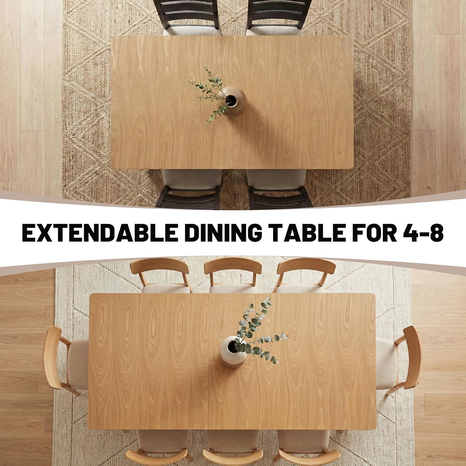HNY Store Farmhouse Extendable Wooden Dining Table - Tables luxury furniture for sale - Image 2