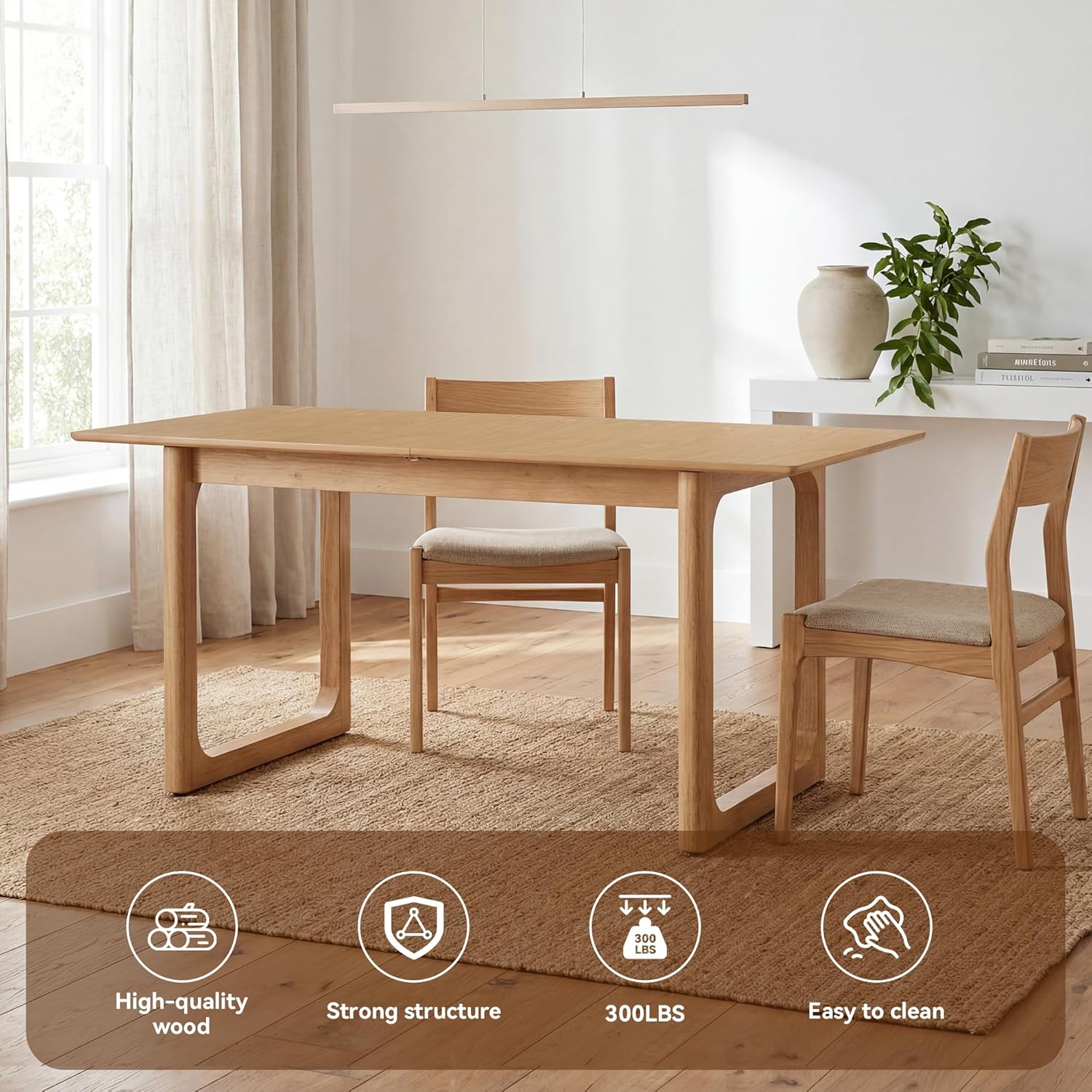 HNY Store Farmhouse Extendable Wooden Dining Table - Tables luxury furniture for sale - Image 3