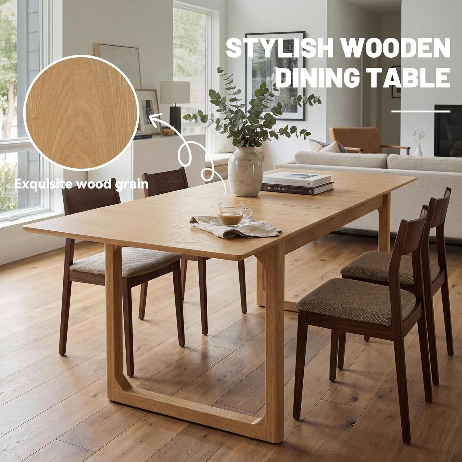 HNY Store Farmhouse Extendable Wooden Dining Table - Tables luxury furniture for sale - Image 4