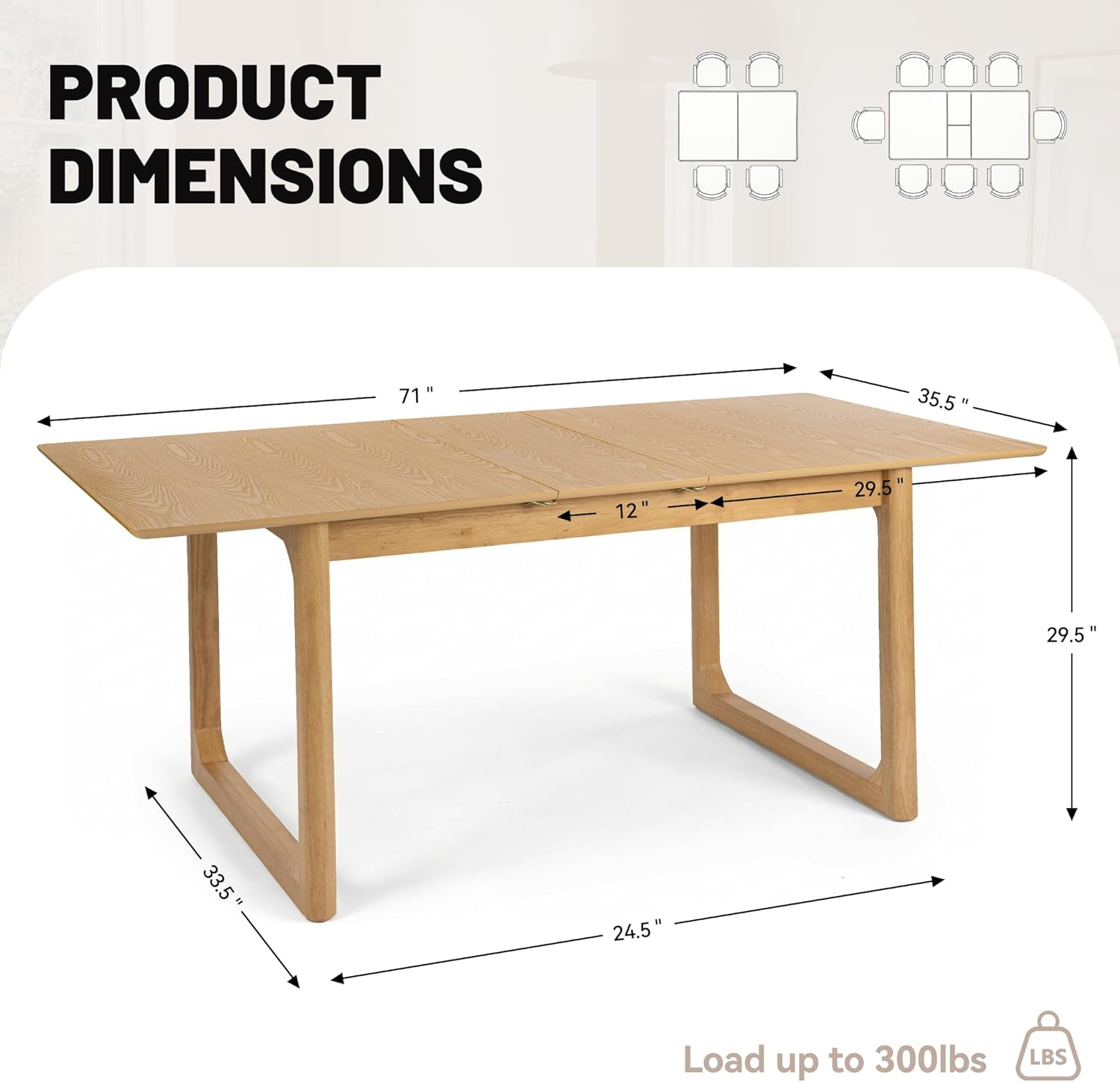HNY Store Farmhouse Extendable Wooden Dining Table - Tables luxury furniture for sale - Image 5